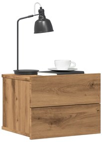 Comodini A Muro 2 Pz Rovere Artigianale 40x32x30 Cm /