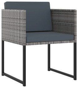 Set Pranzo da Giardino 13 pz con Cuscini in Polyrattan Grigio