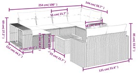 Set Divani da Giardino 11 pz con Cuscini in Polyrattan Nero