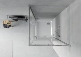 Mexen Rio cabina doccia quadrata 90 x 90 cm, strisce bianche, cromo + piatto doccia Flat, bianco - 860-090-090-01-20-4010
