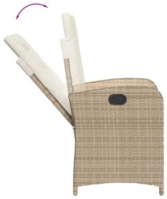 Set da pranzo da giardino 7 pz con cuscini beige in polyrattan