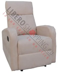 Poltrona relax manuale reclinabile FORTUNA con tessuto in microfibra BEIGE