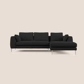 Plano divano moderno angolare con penisola in microfibra smacchiabile T11 nero