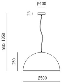 Sospensione Moderna Bonella 1 Luce E27 D.50 Cm Alluminio Nero E Bianco