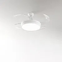 Ventilatore Metallo Bianco 4 Pale Acrilico Trasp. Diffusore In Acrilico Satinato