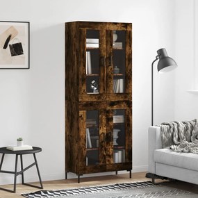Credenza Rovere Fumo  69,5x34x180 Cm İn Legno Multistrato /