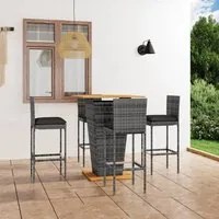 Set da Bar da Giardino 5 pz con Cuscini in Polyrattan Grigio cod mxl 37984