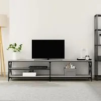 Mobile TV Grigio Sonoma 200x40x50cm Legno Multistrato e Metallo 826742