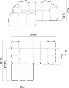 Divano angolare marrone chiaro (con penisola a sinistra/con chaise lounge) con rivestimento in ciniglia Treno – Cosmopolitan Design