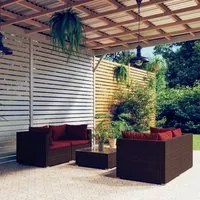 Set Divani da Giardino 5 pz con Cuscini in Polyrattan Marrone cod mxl 30726