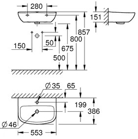 GROHE 39440000 - Lavabo BAU CERAMIC 553 × 386 mm ceramica/bianco