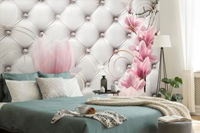 Carta da parati – Magnolia con imitazione pelle