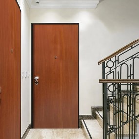 Porta blindata MASTER Isotherm L 90 x H 200 cm in melaminico noce/bianco, apertura spingere a sinistra, falso telaio incluso