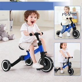 Costway Triciclo convertibile per bambini con sedile e manubrio regolabili, Triciclo giocattolo per bambine