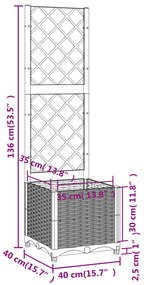 Fioriera da Giardino con Graticcio Grigio Chiaro 40x40x136cm PP