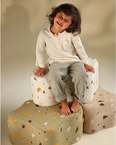 Pouf per bambini bianco con rivestimento in bouclé e ciniglia Terrazzo Cloud – Wigiwama