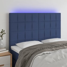 Testiera A Led Blu 144x5x118/128 Cm İn Tessuto /
