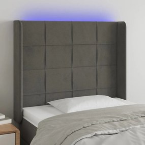 Testiera A Led Grigio Scuro 103x16x118/128cm İn Velluto /