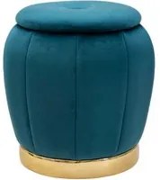 Pouf contenitore in tessuto blu cm 43x43