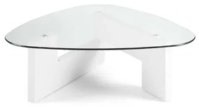 Tavolino da caffč piano in vetro base legno CASTORE Bianco