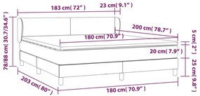 Giroletto a Molle con Materasso Marrone Scuro 180x200cm Tessuto