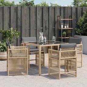 Sedie da giardino con cuscini 4 pz beige misto in polyrattan