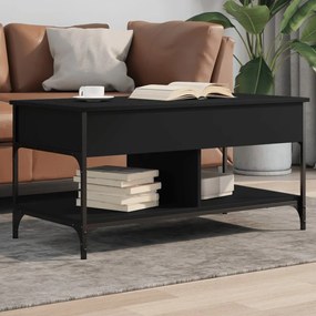 Tavolino Da Salotto Nero 100x50x50cm Legno Multistrato Metallo /