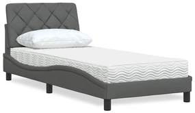 Letto Con Materasso Grigio Scuro 90x190 Cm İn Tessuto /