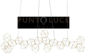 Lampada a sospensione lineare lucciola 18  ottone, led 3000k 86,4w,...
