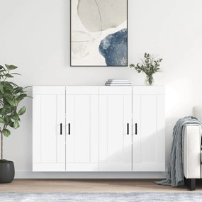 Armadietti A Parete 2 Pz Bianchi İn Legno Multistrato /