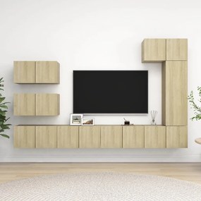 Set Di Mobili Porta Tv 8 Pz Rovere Sonoma İn Legno Multistrato /