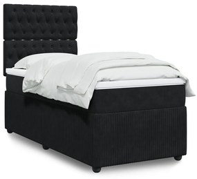 Giroletto A Molle Con Materasso Nero 90x190 Cm İn Velluto /