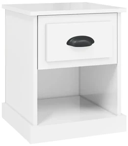 Comodino bianco lucido 39x39x47,5 cm in legno multistrato