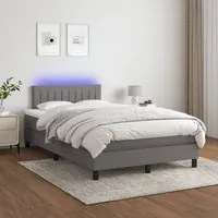 Letto a Molle Materasso e LED Grigio Scuro 120x200cm in Tessuto 3133302