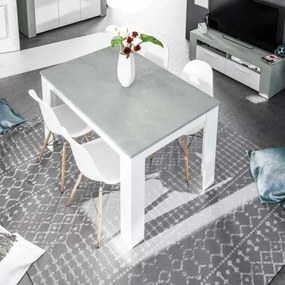 Tavolo allungabile da pranzo rettangolare in legno 140-190x90 cm Kendra Cemento/Bianco