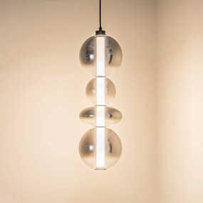Eko-Light Lampada LED a sospensione Daphne, vetro grigio trasparente, altezza 62 cm