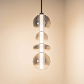 Eko-Light Lampada a sospensione a LED Daphne, vetro grigio-trasparente, altezza 62 cm