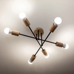 Lampadario a plafone CAMBRIDGE 6xE27/15W/230V in pino