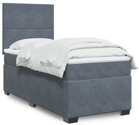 Giroletto A Molle Con Materasso Grigio Scuro 80x200 Cm Velluto /