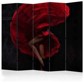 Paravento design Ballerina di Flamenco II (5 parti) - figura femminile in abito rosso