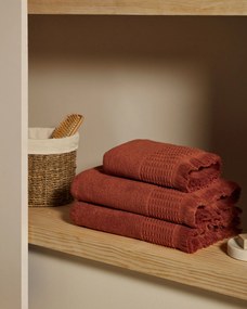 Kave Home - Asciugamano Veta 100% cotone color terracotta 30 x 50 cm