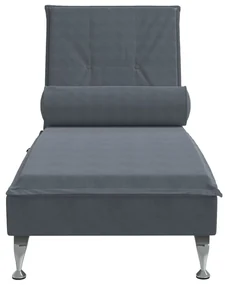 Chaise longue massaggi con capezzale grigio scuro in velluto