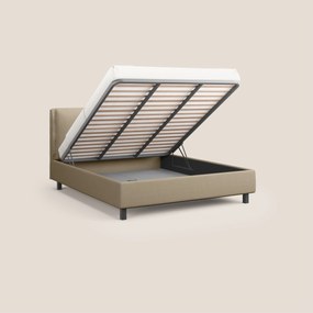 Emma letto contenitore con cuscini mobili in microfibra smacchiabile T11 tortora