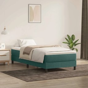 Letto A Molle Senza Materasso Verde Scuro 80x220 Cm Velluto /