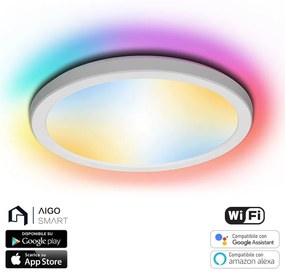 Plafoniera Led Smart 19W WiFi RGB, CCT, luce regolabile e dimmerabile Aigostar