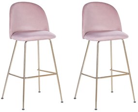 Set di 2 sedie da bar velluto rosa e gambe oro ARCOLA Beliani