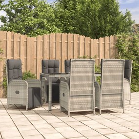Set Da Pranzo Da Giardino 7 Pz Con Cuscini İn Polyrattan Grigio /