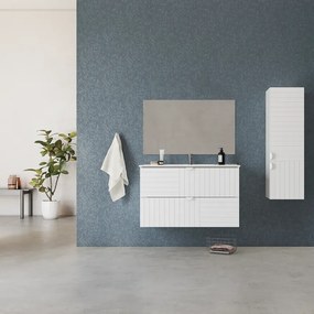 Mobile sottolavabo e lavabo Morgan per vasca centrale bianco L 100 x H 60 x P 45 cm 2 cassetti, top incluso