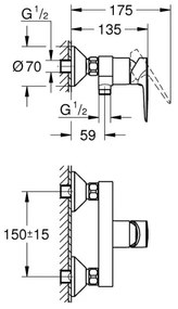 GROHE 24197001 - START EDGE DN 15 Miscelatore doccia, cromo lucido
