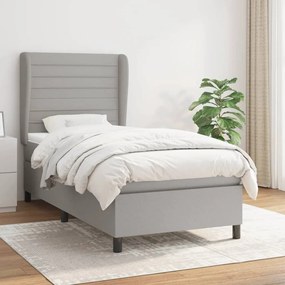 Giroletto A Molle Con Materasso Grigio Chiaro 80x200 Cm Tessuto /